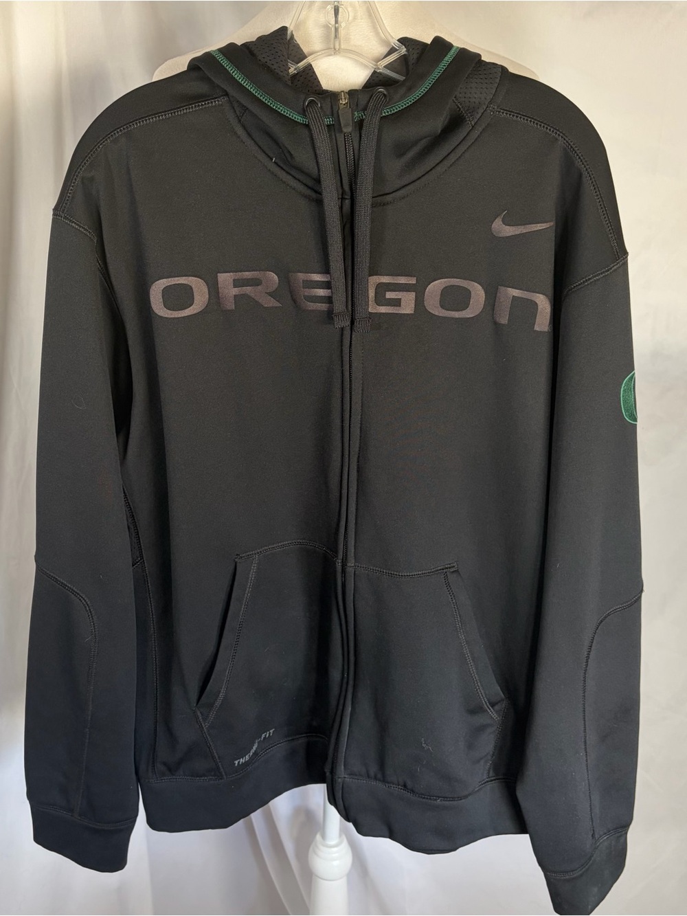 Nike University of Oregon Ducks Full-Zip Hooded Jacket Black on Black Size Large